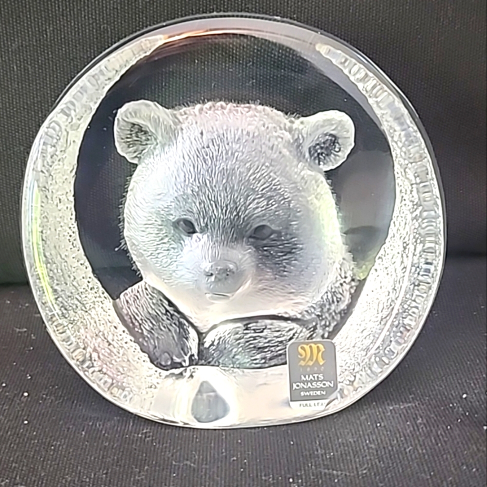 MATS JONASSON Signature Collection Crystal Bear Sculpture Paperweight Signed